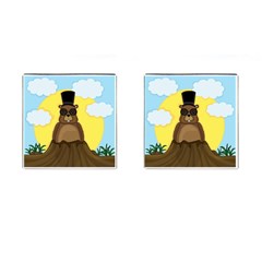 Happy Groundhog Day Cufflinks (square) by Valentinaart