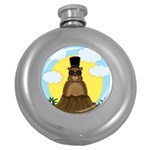 Happy Groundhog day Round Hip Flask (5 oz) Front