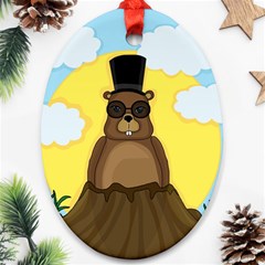 Happy Groundhog Day Oval Ornament (two Sides) by Valentinaart