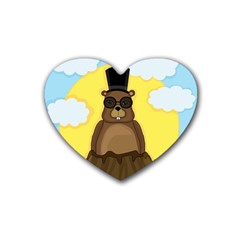 Happy Groundhog Day Heart Coaster (4 Pack)  by Valentinaart