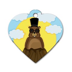 Happy Groundhog Day Dog Tag Heart (two Sides) by Valentinaart