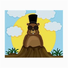 Happy Groundhog Day Small Glasses Cloth (2-side) by Valentinaart