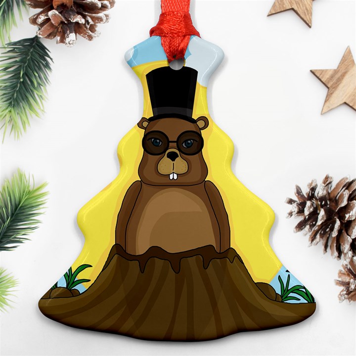 Happy Groundhog day Ornament (Christmas Tree)