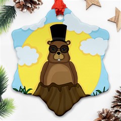 Happy Groundhog Day Snowflake Ornament (2-side) by Valentinaart