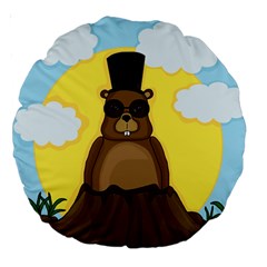 Happy Groundhog Day Large 18  Premium Round Cushions by Valentinaart