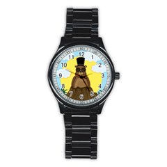 Happy Groundhog Day Stainless Steel Round Watch by Valentinaart