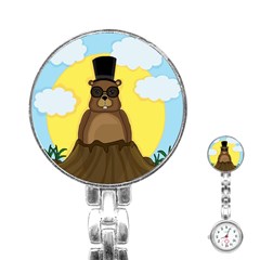 Happy Groundhog Day Stainless Steel Nurses Watch by Valentinaart