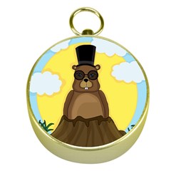 Happy Groundhog Day Gold Compasses