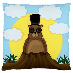 Happy Groundhog Day Large Flano Cushion Case (one Side)