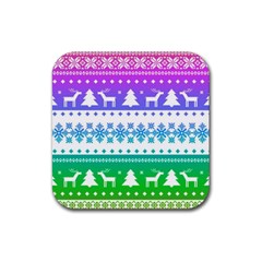 Cute Rainbow Bohemian Rubber Coaster (square)  by Brittlevirginclothing