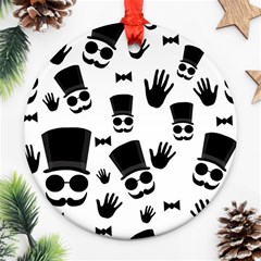 Gentlemen - Black And White Ornament (round)  by Valentinaart