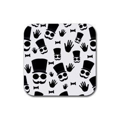 Gentlemen - Black And White Rubber Coaster (square)  by Valentinaart