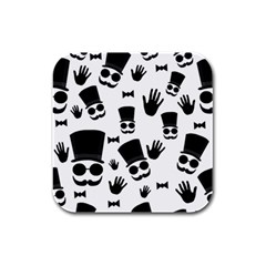 Gentlemen - Black And White Rubber Square Coaster (4 Pack)  by Valentinaart