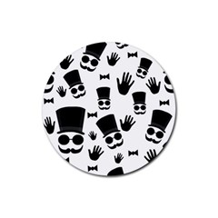 Gentlemen - Black And White Rubber Coaster (round)  by Valentinaart