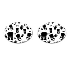 Gentlemen - Black And White Cufflinks (oval) by Valentinaart