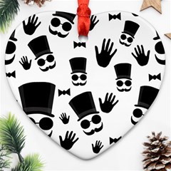 Gentlemen - Black And White Heart Ornament (2 Sides) by Valentinaart