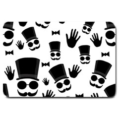 Gentlemen - Black And White Large Doormat  by Valentinaart