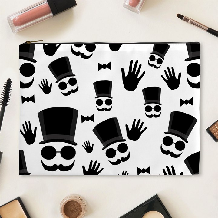 Gentlemen - black and white Cosmetic Bag (XL)