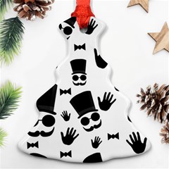 Gentlemen - Black And White Christmas Tree Ornament (2 Sides) by Valentinaart