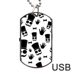 Gentlemen - Black And White Dog Tag Usb Flash (one Side) by Valentinaart