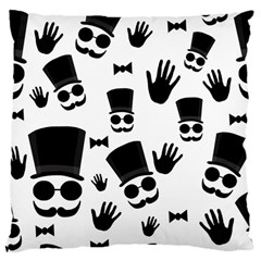 Gentlemen - Black And White Large Cushion Case (one Side) by Valentinaart