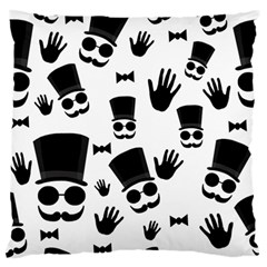 Gentlemen - Black And White Large Flano Cushion Case (one Side) by Valentinaart