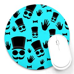 Gentlemen - Blue Pattern Round Mousepads by Valentinaart