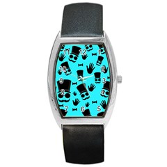 Gentlemen - Blue Pattern Barrel Style Metal Watch by Valentinaart