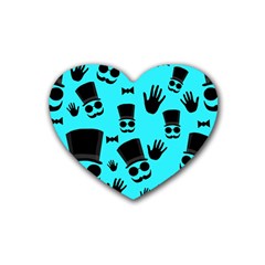 Gentlemen - Blue Pattern Rubber Coaster (heart)  by Valentinaart