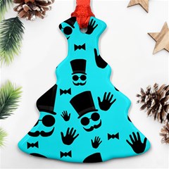 Gentlemen - Blue Pattern Ornament (christmas Tree) by Valentinaart