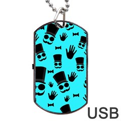 Gentlemen - Blue Pattern Dog Tag Usb Flash (one Side) by Valentinaart