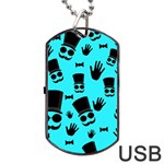 Gentlemen - blue pattern Dog Tag USB Flash (One Side) Front