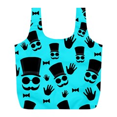 Gentlemen - Blue Pattern Full Print Recycle Bags (l)  by Valentinaart