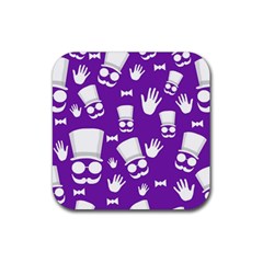 Gentleman Pattern - Purple And White Rubber Coaster (square)  by Valentinaart