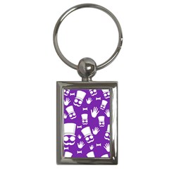 Gentleman Pattern - Purple And White Key Chains (rectangle)  by Valentinaart