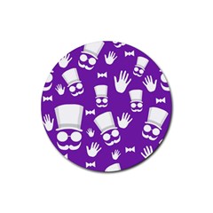 Gentleman Pattern - Purple And White Rubber Round Coaster (4 Pack)  by Valentinaart