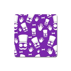 Gentleman Pattern - Purple And White Square Magnet by Valentinaart