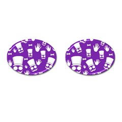 Gentleman Pattern - Purple And White Cufflinks (oval) by Valentinaart