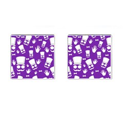 Gentleman Pattern - Purple And White Cufflinks (square) by Valentinaart