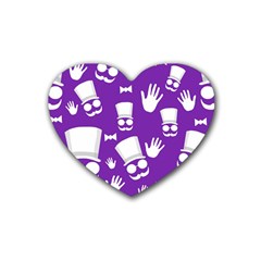 Gentleman Pattern - Purple And White Rubber Coaster (heart)  by Valentinaart