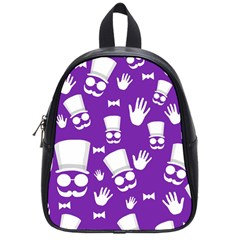 Gentleman Pattern - Purple And White School Bags (small)  by Valentinaart