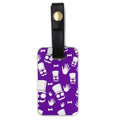 Gentleman Pattern - Purple And White Luggage Tags (one Side)  by Valentinaart