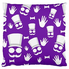 Gentleman Pattern - Purple And White Large Cushion Case (one Side) by Valentinaart