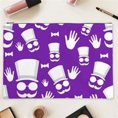 Gentleman Pattern - Purple And White Cosmetic Bag (xxl)  by Valentinaart