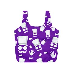 Gentleman Pattern - Purple And White Full Print Recycle Bags (s)  by Valentinaart