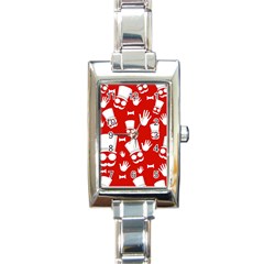 Gentlemen - Red And White Pattern Rectangle Italian Charm Watch by Valentinaart