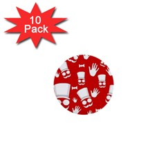 Gentlemen - Red And White Pattern 1  Mini Buttons (10 Pack)  by Valentinaart