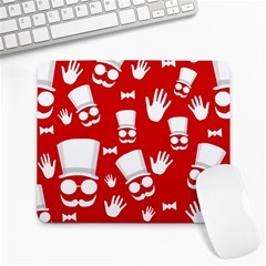 Gentlemen - Red And White Pattern Large Mousepads by Valentinaart