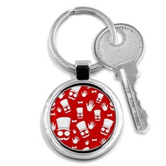 Gentlemen - Red And White Pattern Key Chains (round)  by Valentinaart