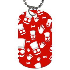 Gentlemen - Red And White Pattern Dog Tag (one Side) by Valentinaart